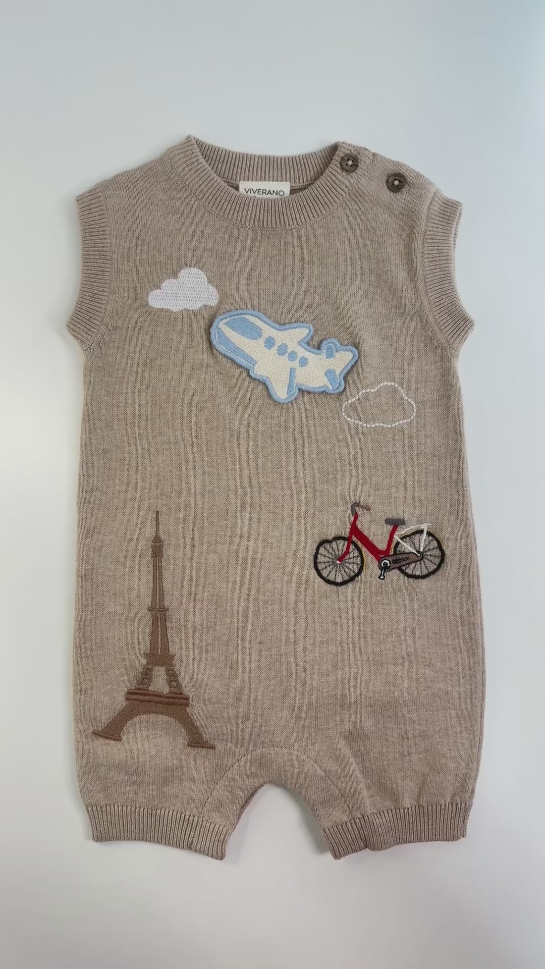 Paris Embroidered Baby Knit Romper (Organic Cotton)