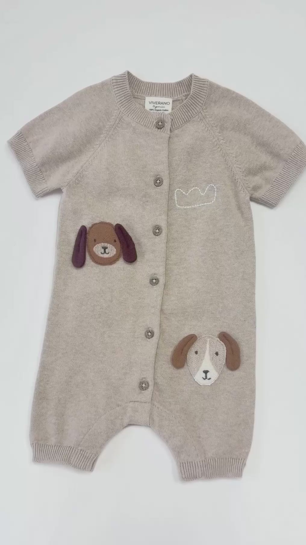 Doggy Applique Baby Knit Romper (Organic Cotton)