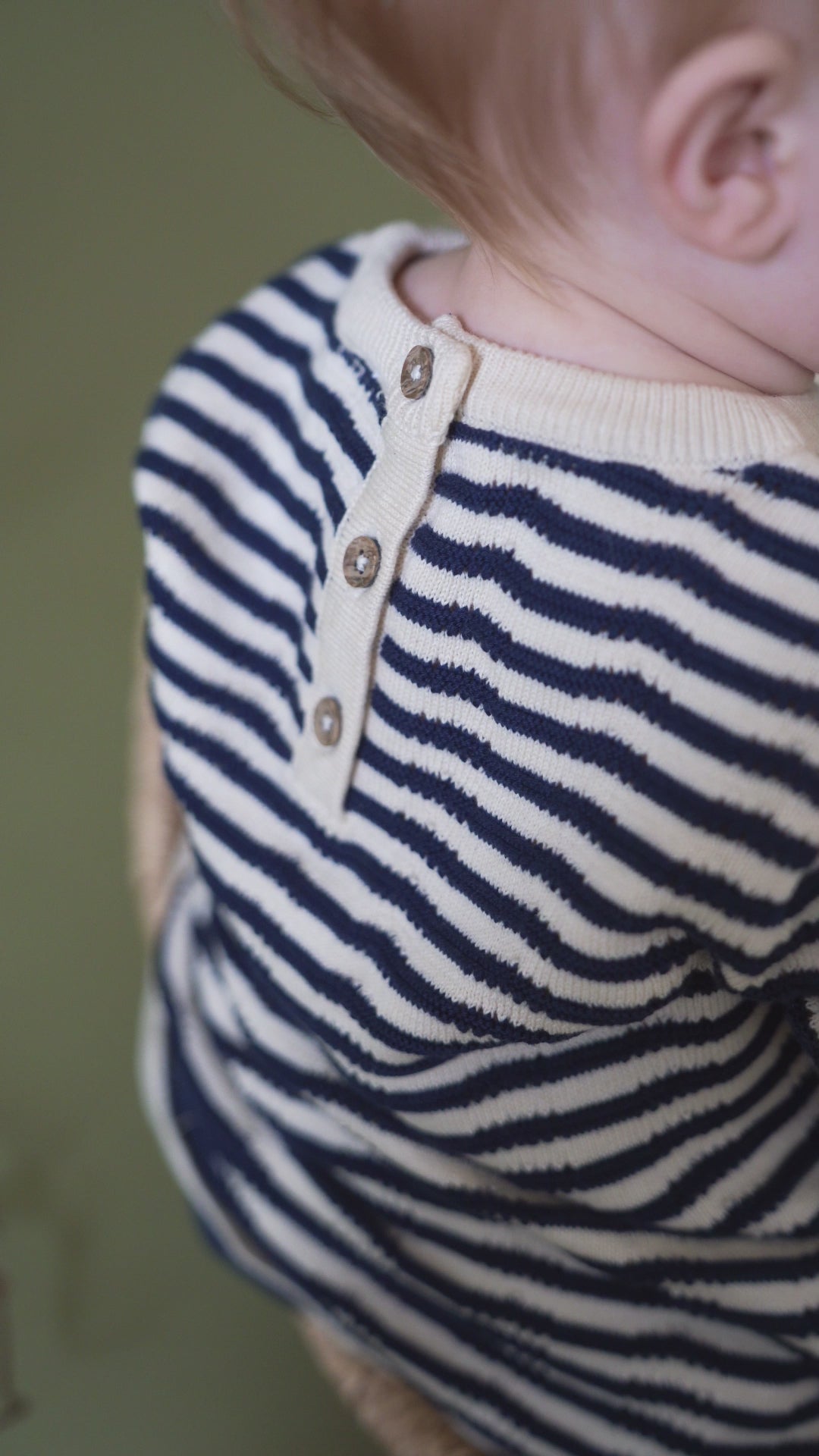 Pointelle & Navy Stripe Knit Tunic Dress & Bloomer Set (Organic Cotton)