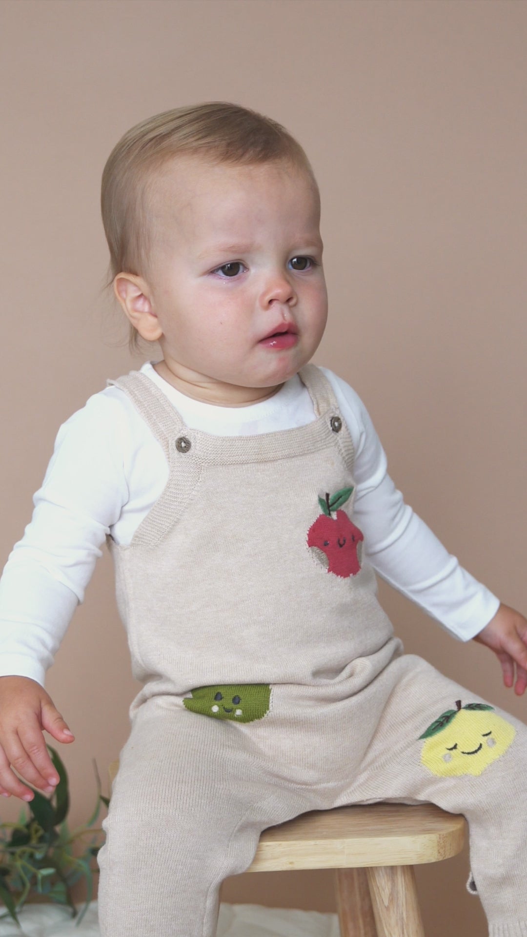 Happy Fruits Embroidered Baby Overall Set (Organic Cotton) - Model
