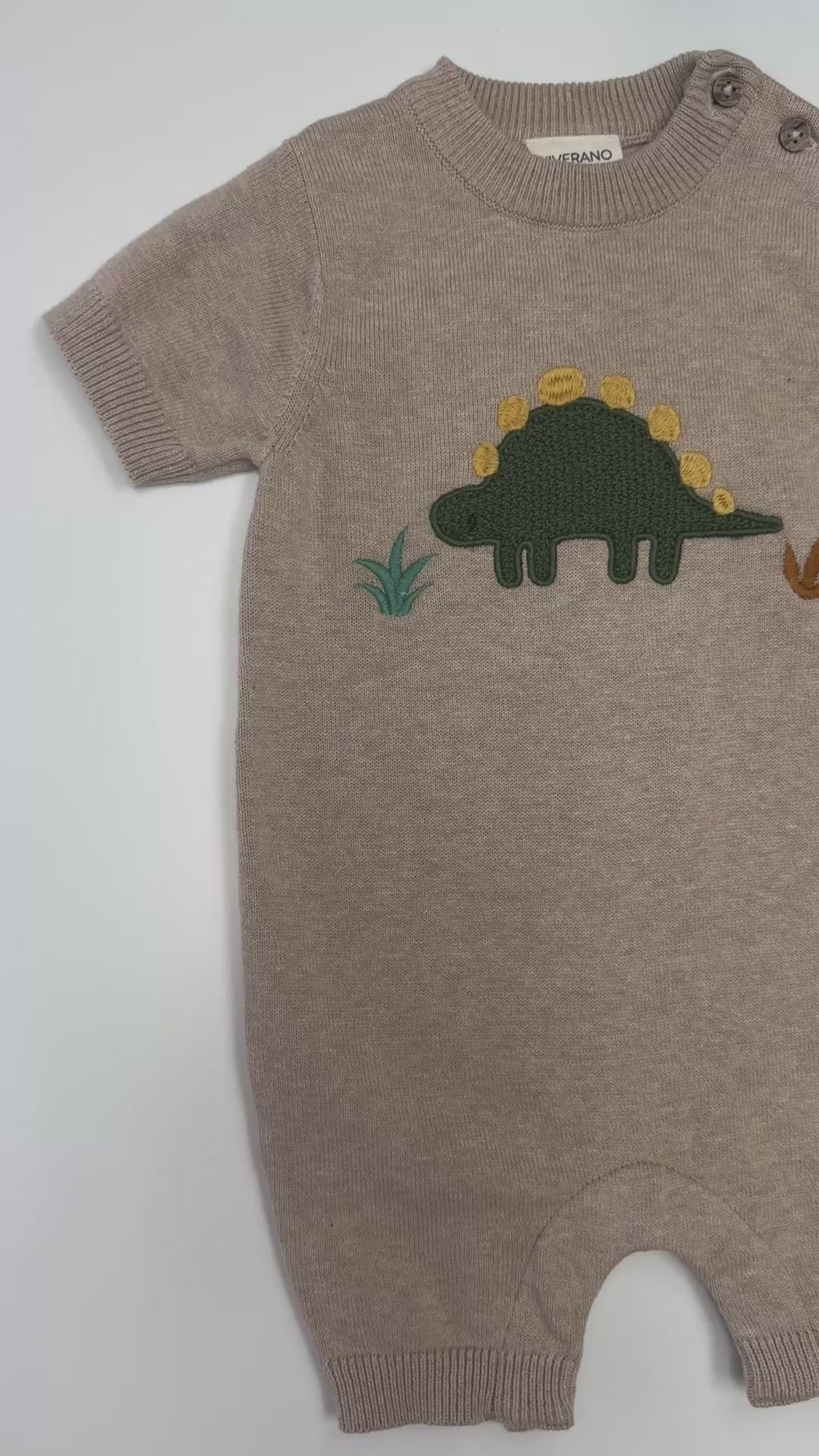 Dino Applique Baby Knit Romper (Organic Cotton)