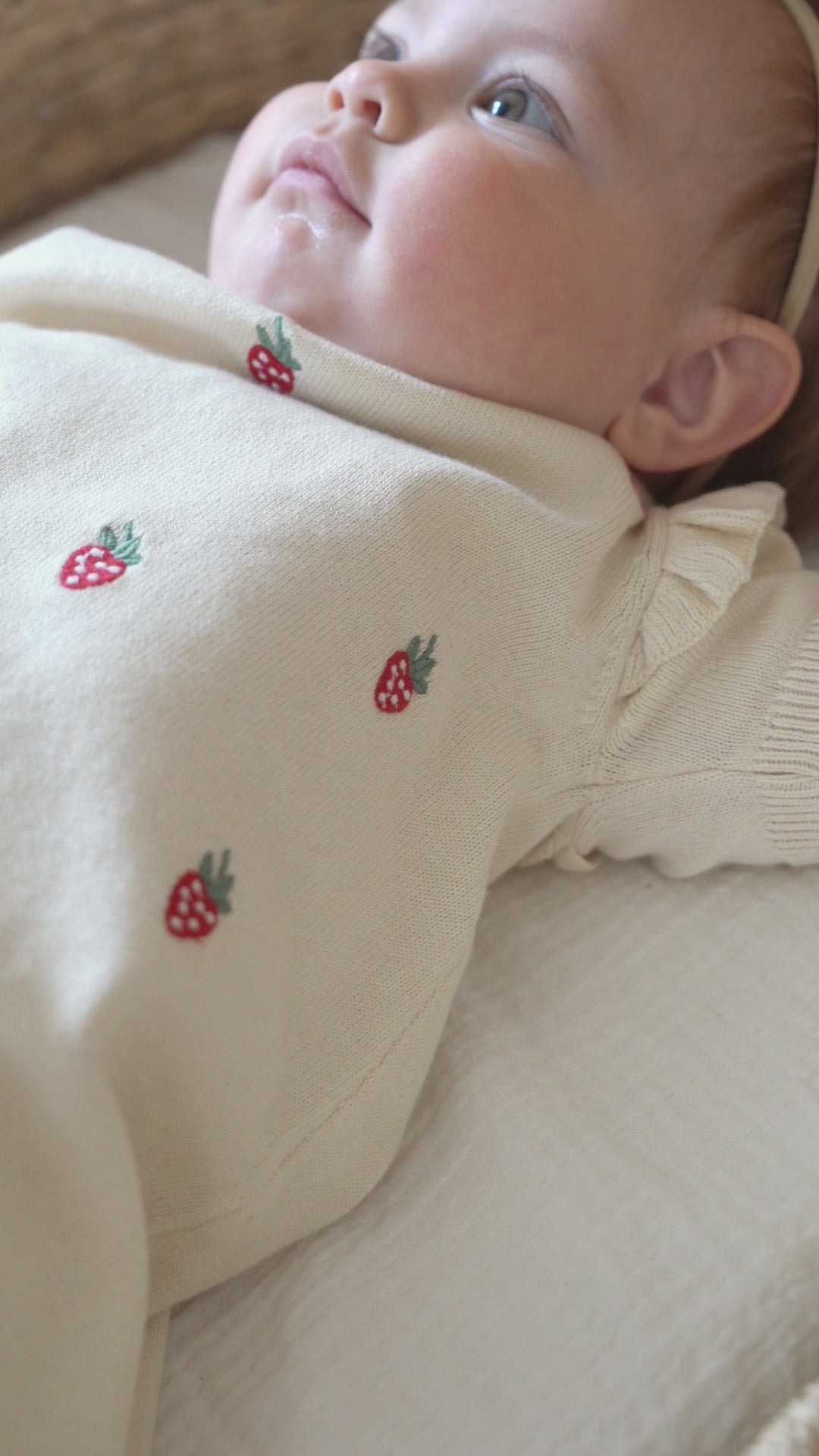 Strawberry Embroidered Sweater Knit Baby Dress (Organic Cotton)