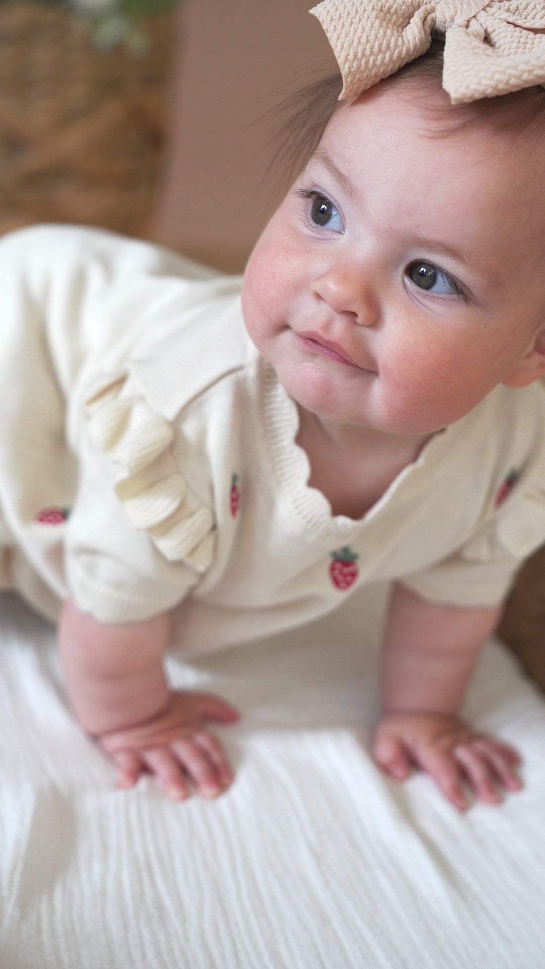 Strawberry Embroidered Sweater Knit Baby Dress (Organic Cotton)