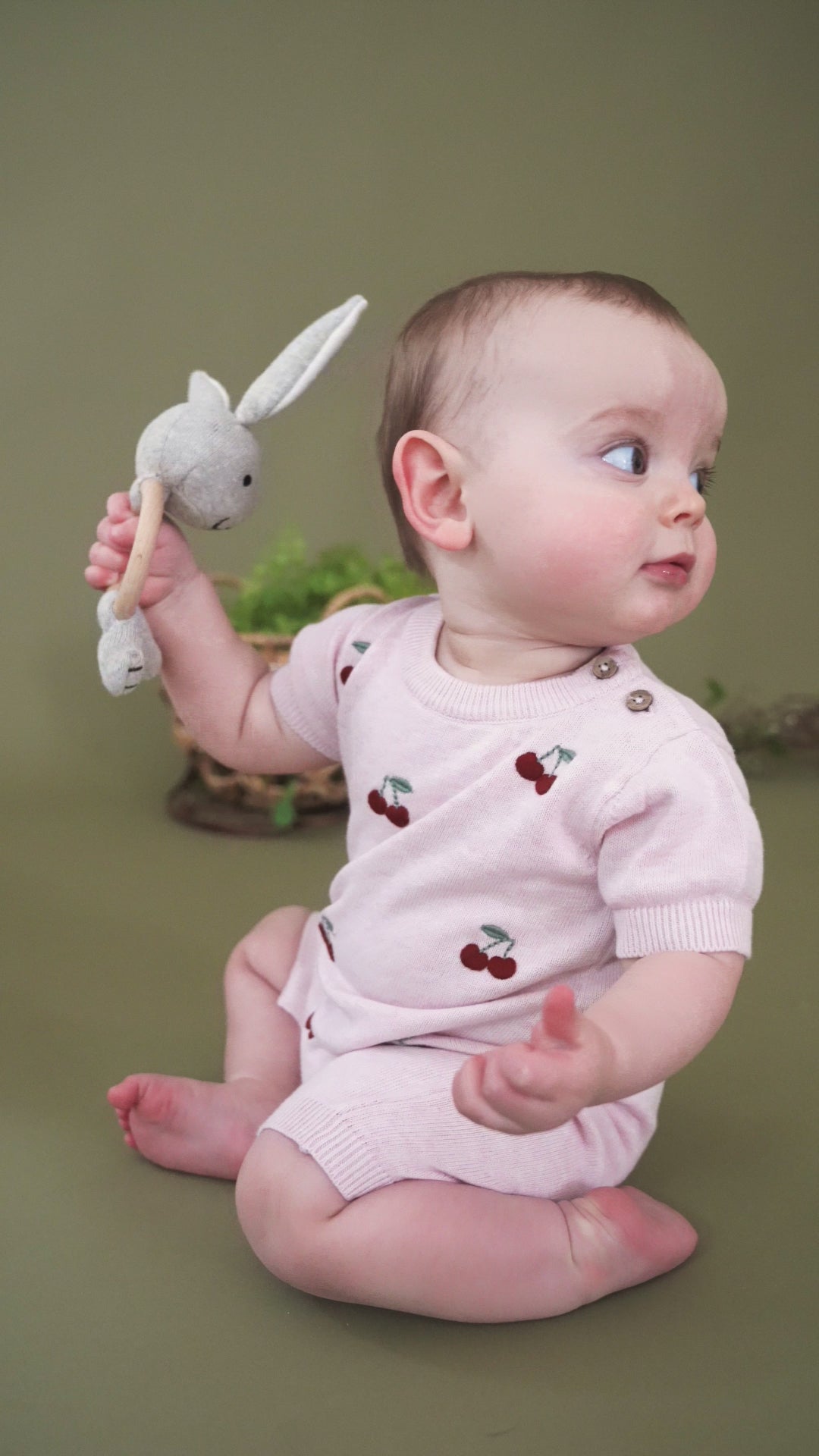 Viverano Organic Bunny Ring Rattle Toy For Babies