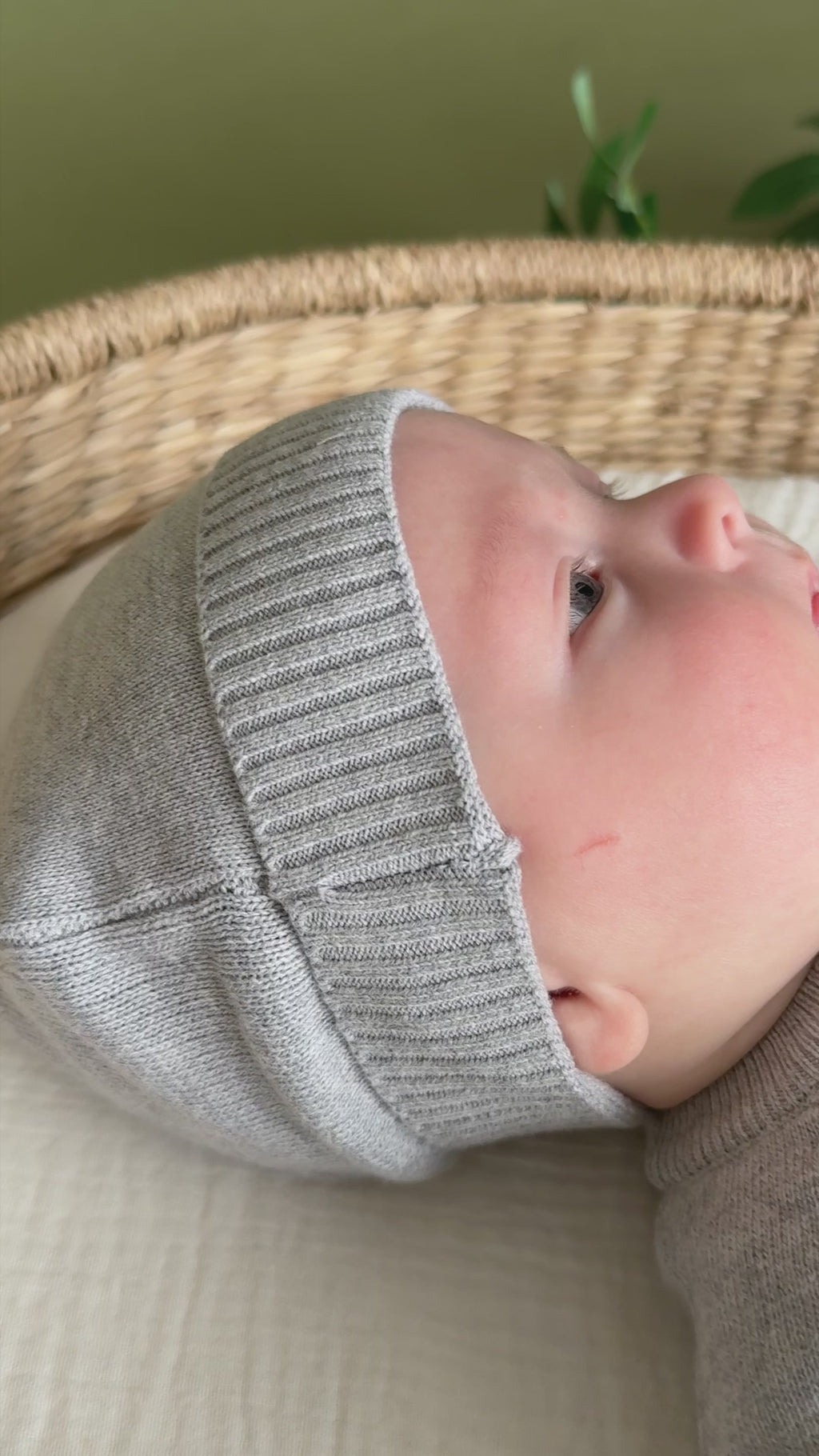 Heather Grey Milan Knit Classic Baby Round Beanie Hat (Organic Cotton)