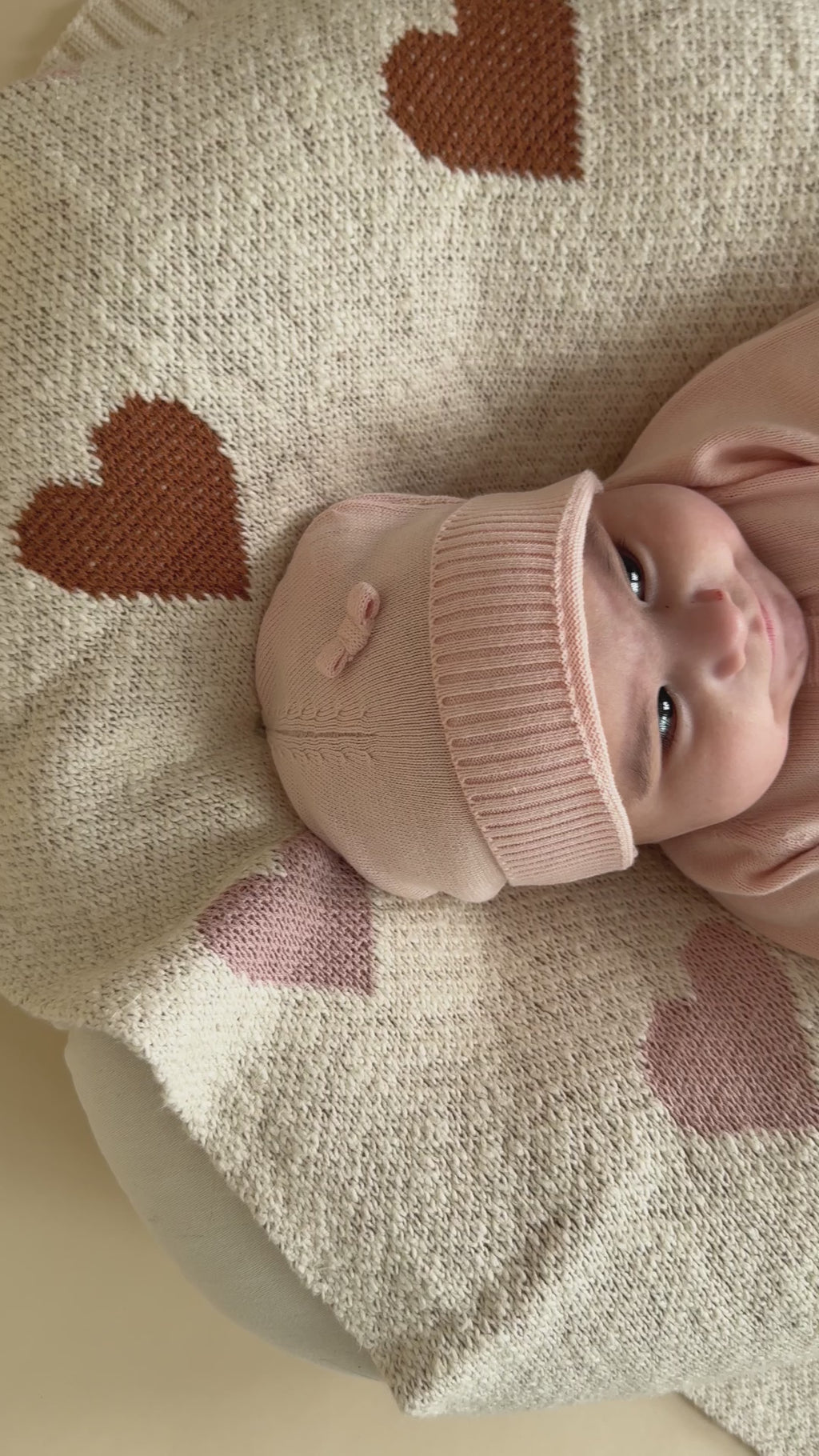 Blush Milan Knit Classic Baby Round Beanie Hat (Organic Cotton)