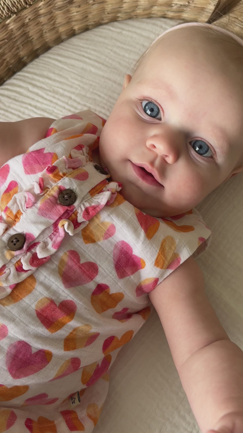 Hearts Button Front Baby Top + Ruffled Bloomer (Organic Muslin)