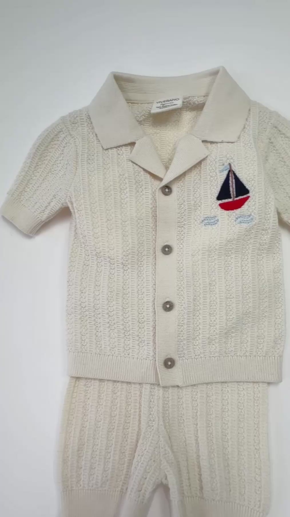Sailboat Embroidered Baby Shirt & Shorts Set (Organic Cotton)