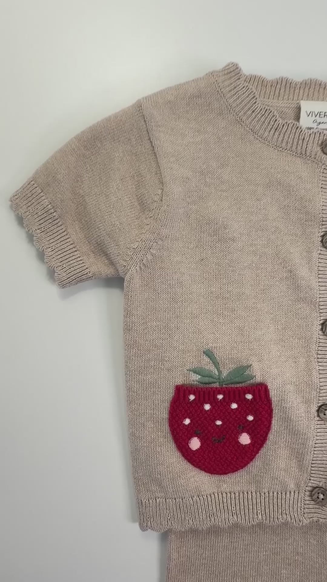 Strawberry Pocket Baby Knit Cardigan + Shorts Set (Organic Cotton)