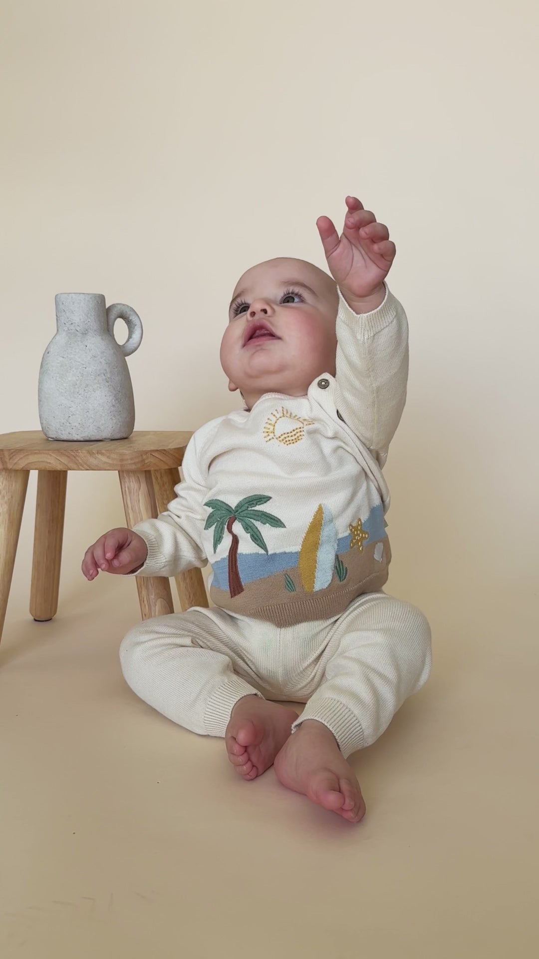 Surf Embroidered Baby Knit Pullover (Organic Cotton) - Model