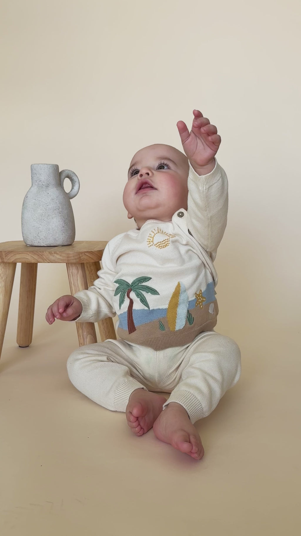 Surf Embroidered Baby Knit Pullover (Organic Cotton) - Model