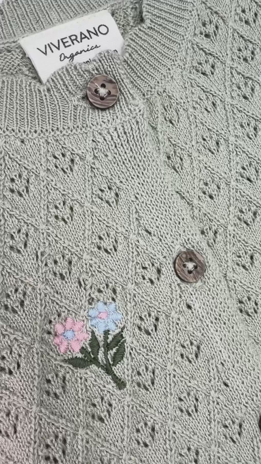 Mae Floral Pointelle Baby Sweater Knit Cardigan (Organic Cotton)