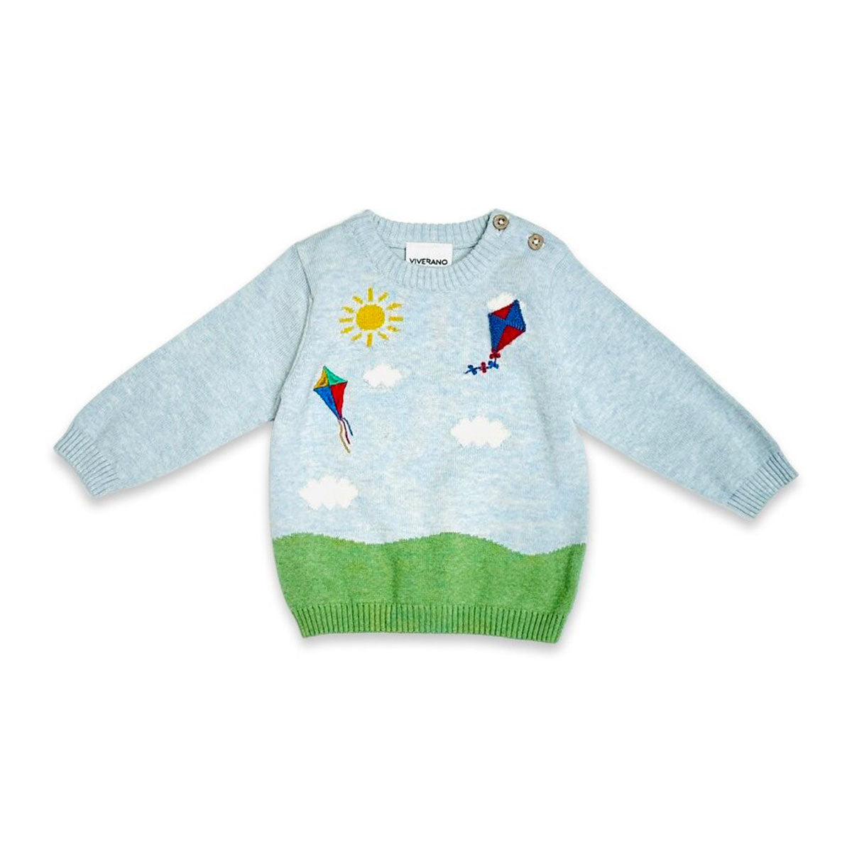 Clouds and Kites Jacquard Sweater Knit Baby Pullover, Organic Cotton