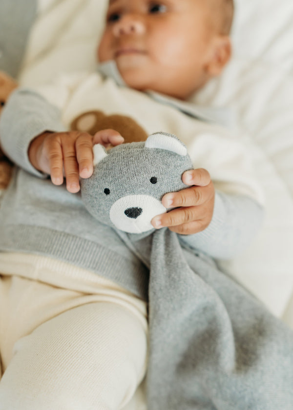 Organic Baby Lovey Security Blanket Cuddle Cloth  - Bear 