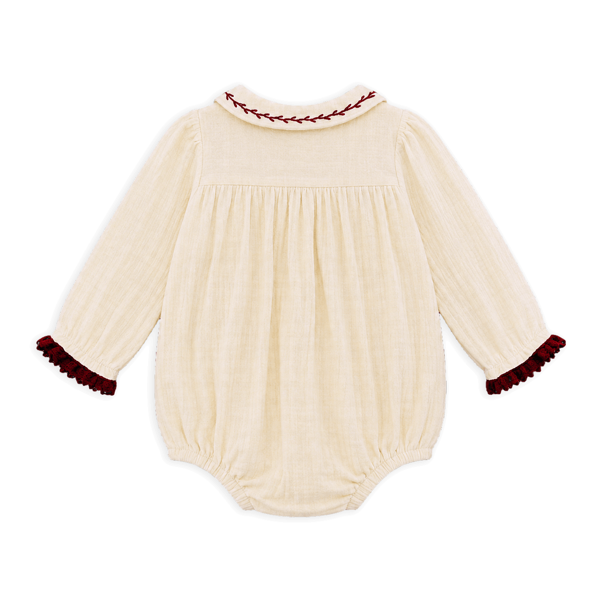 Organic Hand Smocked Crinkle Muslin Baby Romper, Back