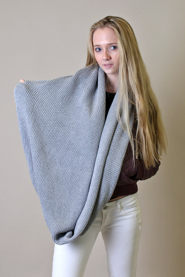 Organic Cotton Soft Knit Infinity Scarf - Heather Gray