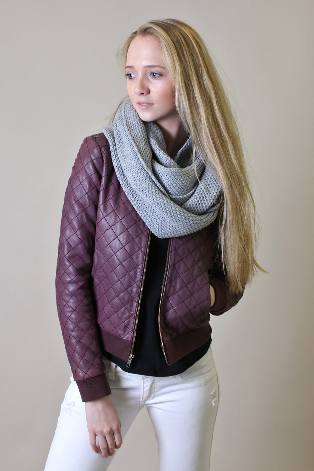 Organic Cotton Soft Knit Infinity Scarf - Heather Gray