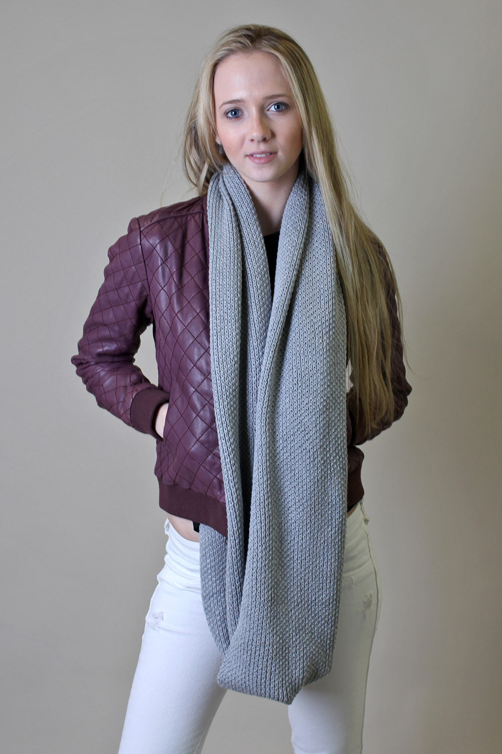 Organic Cotton Soft Knit Infinity Scarf - Heather Gray