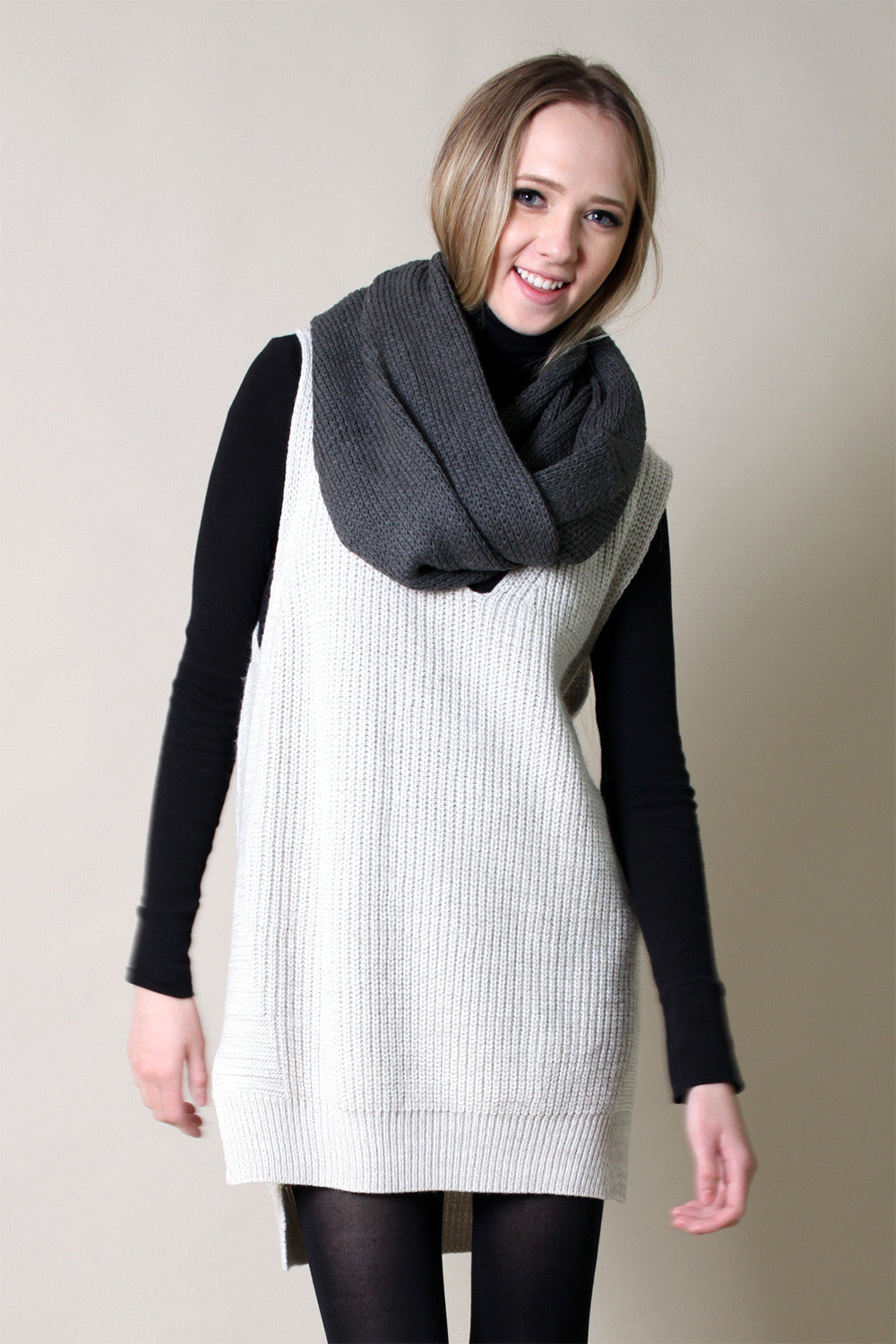 Viverano Organic Cotton Sof Infinity Knit Scarf (Charcoal)