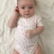 Viverano Florence Dot Organic Cotton Bodysuit for Babies, Short Sleeves-