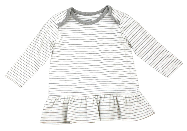 Viverano Venice Stripe Organic Cotton Jersey Long Sleeve Dress Top for Baby Girls (2 Colors)