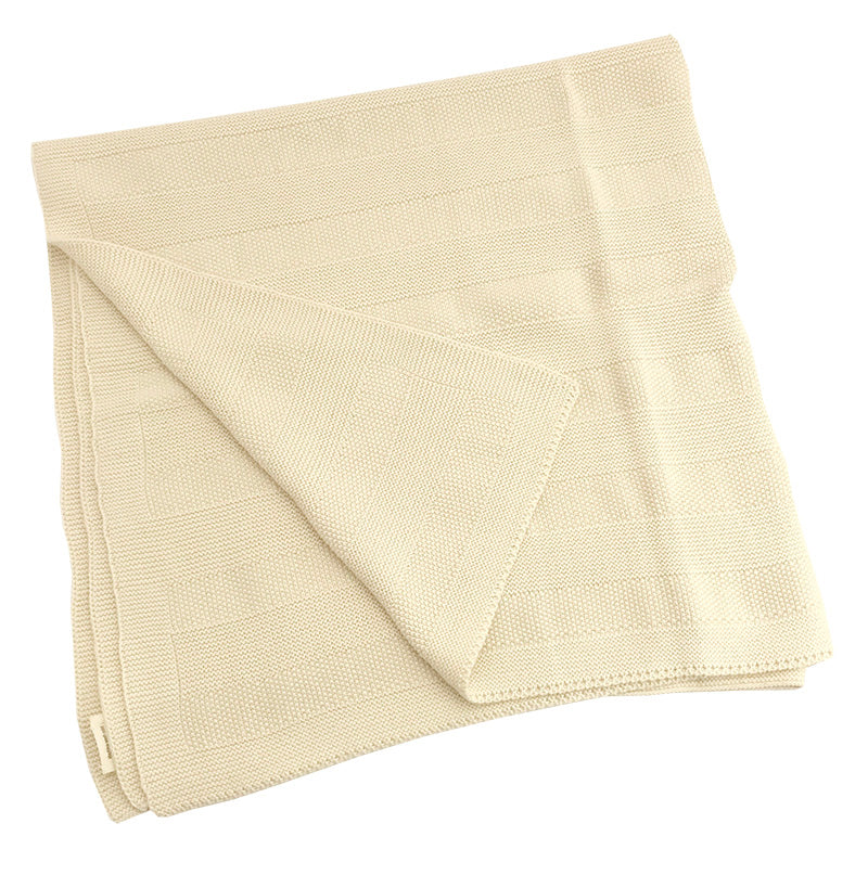 Organic Milan Rib Knit Baby Blanket - Cream