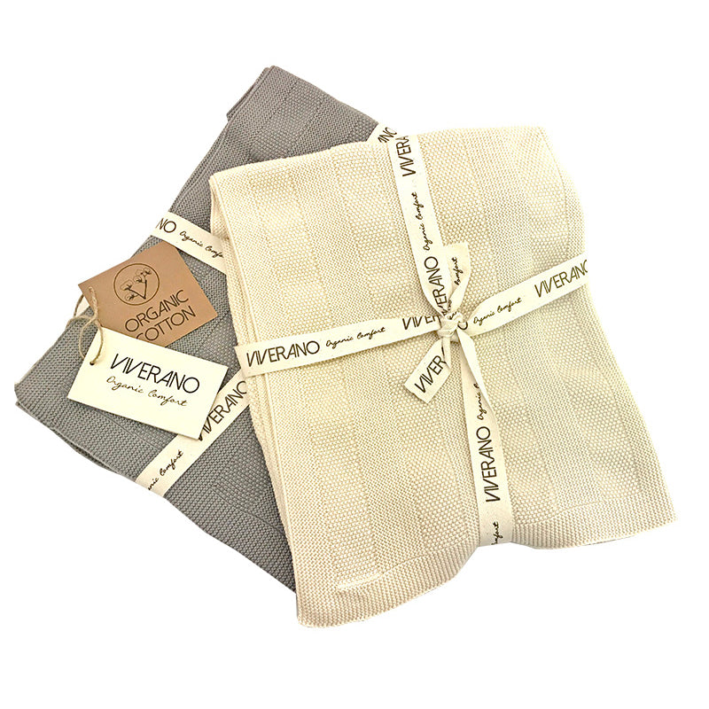 Organic Milan Rib Knit Baby Blanket - Cream