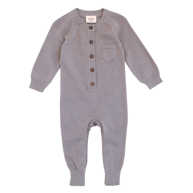  Viverano Milan Soft Organic Knit Grey Coverall Onesie for Babies- Baby Shower Gifts