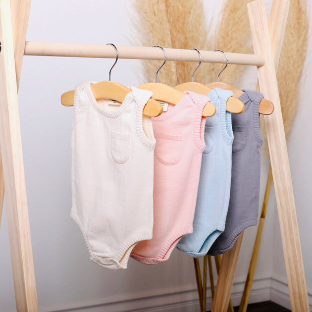 Viverano Organic Cotton Milan Knit Baby Romper Onesie Bodysuit Sleeveless