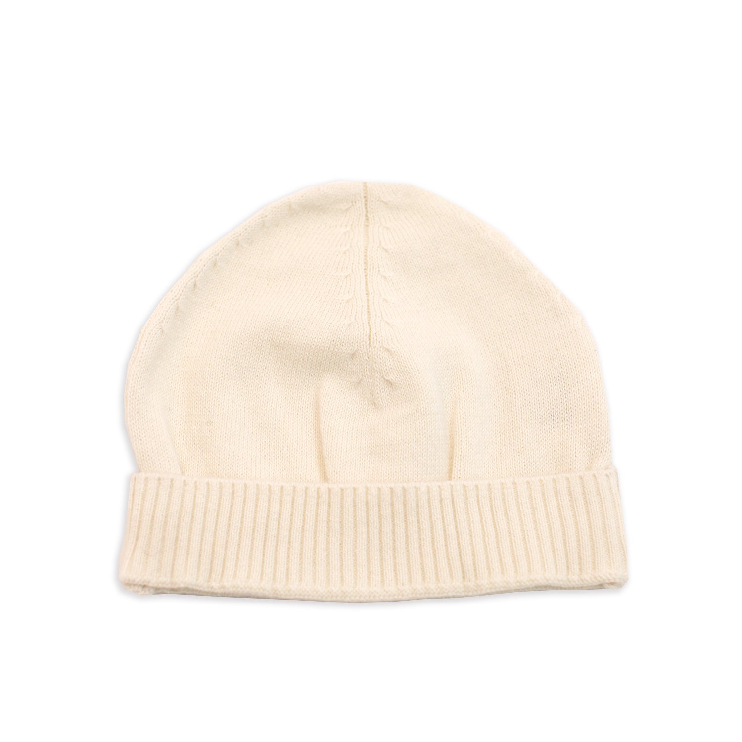 Milan Knit Classic Baby Round Beanie Hat (Organic Cotton) Cream