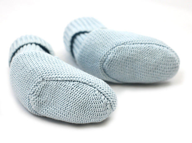 Viverano Milan Organic Cotton Knit Booties for Babies (Sky Blue) - Baby Shower Gift Ideas