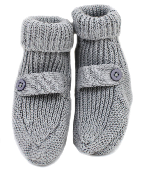 Viverano Milan Organic Cotton Knit Booties for Babies (Grey) - Baby Shower Gift Ideas