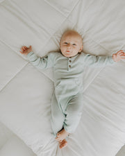 Milan Knit Organic Kangaroo Pocket Coverall Romper for Babies - Viverano