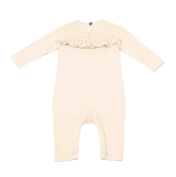 Organic Cotton Milan Knit Ruffle Baby Coverall Romper