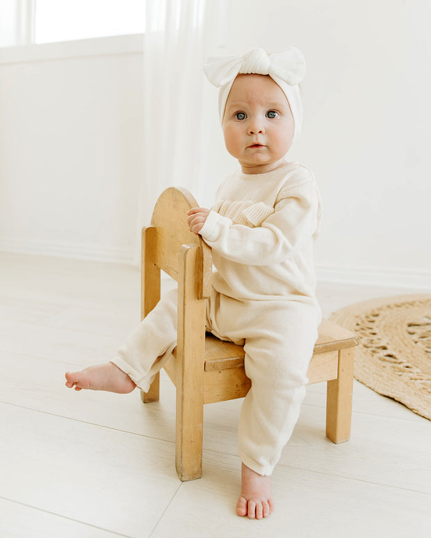 Organic Cotton Milan Knit Ruffle Baby Jumpsuit Romper