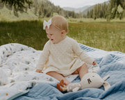 Organic Cotton Milan Pastel Pointelle Sweater Knit Baby Dress - Viverano