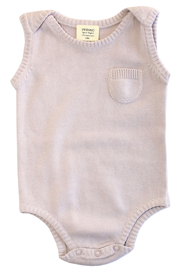 Viverano Organic Cotton Milan Knit Baby Romper Onesie Bodysuit - Sleeveless