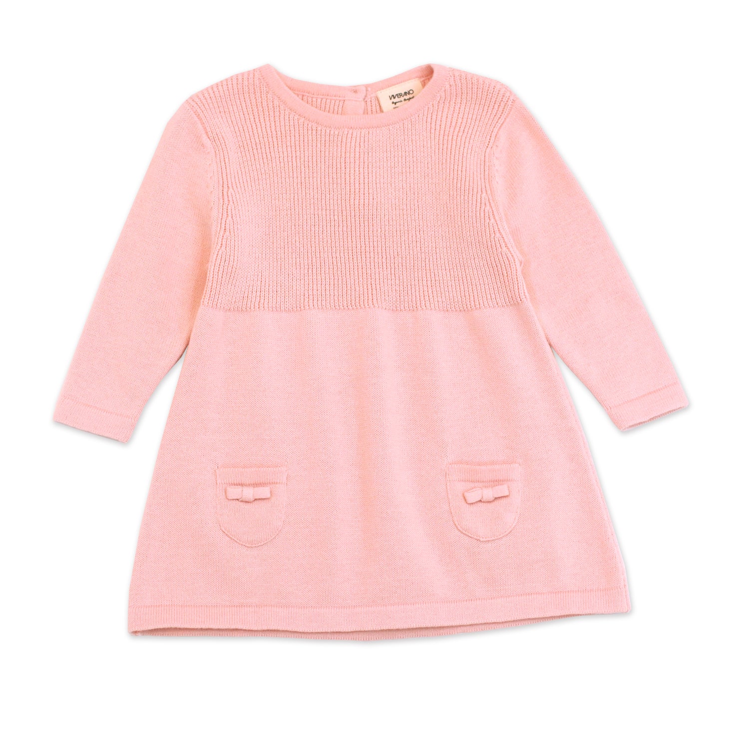 Viverano Milan Knit Organic Cotton Long Sleeve A-Line Dress for Baby Girl 