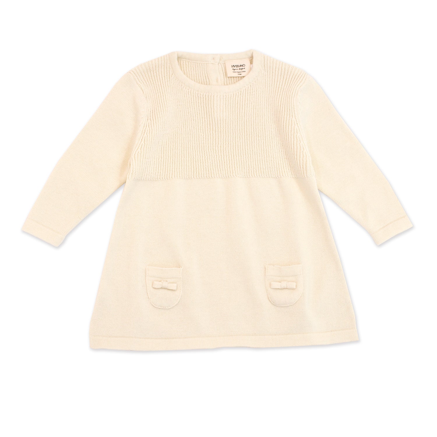 Viverano Milan Knit Organic Cotton Long Sleeve A-Line Dress for Baby Girl 
