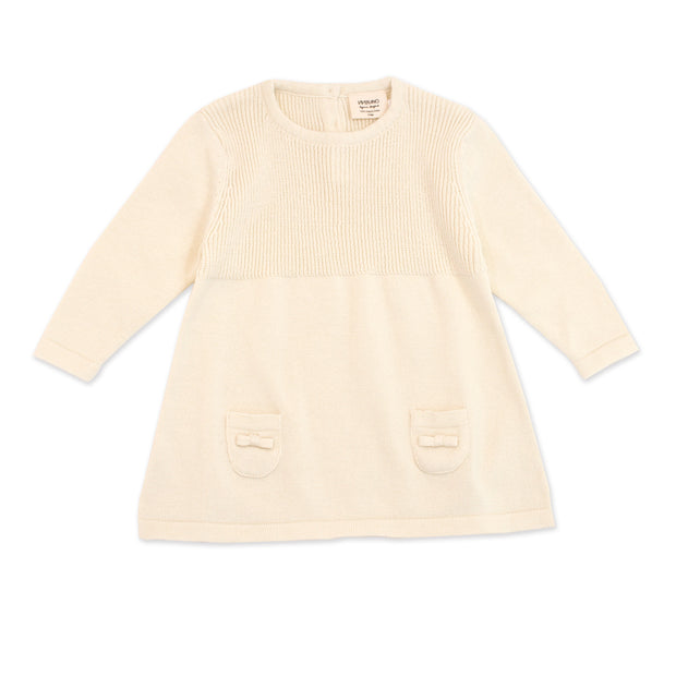 Viverano Milan Knit Organic Cotton Long Sleeve A-Line Dress for Baby Girl 