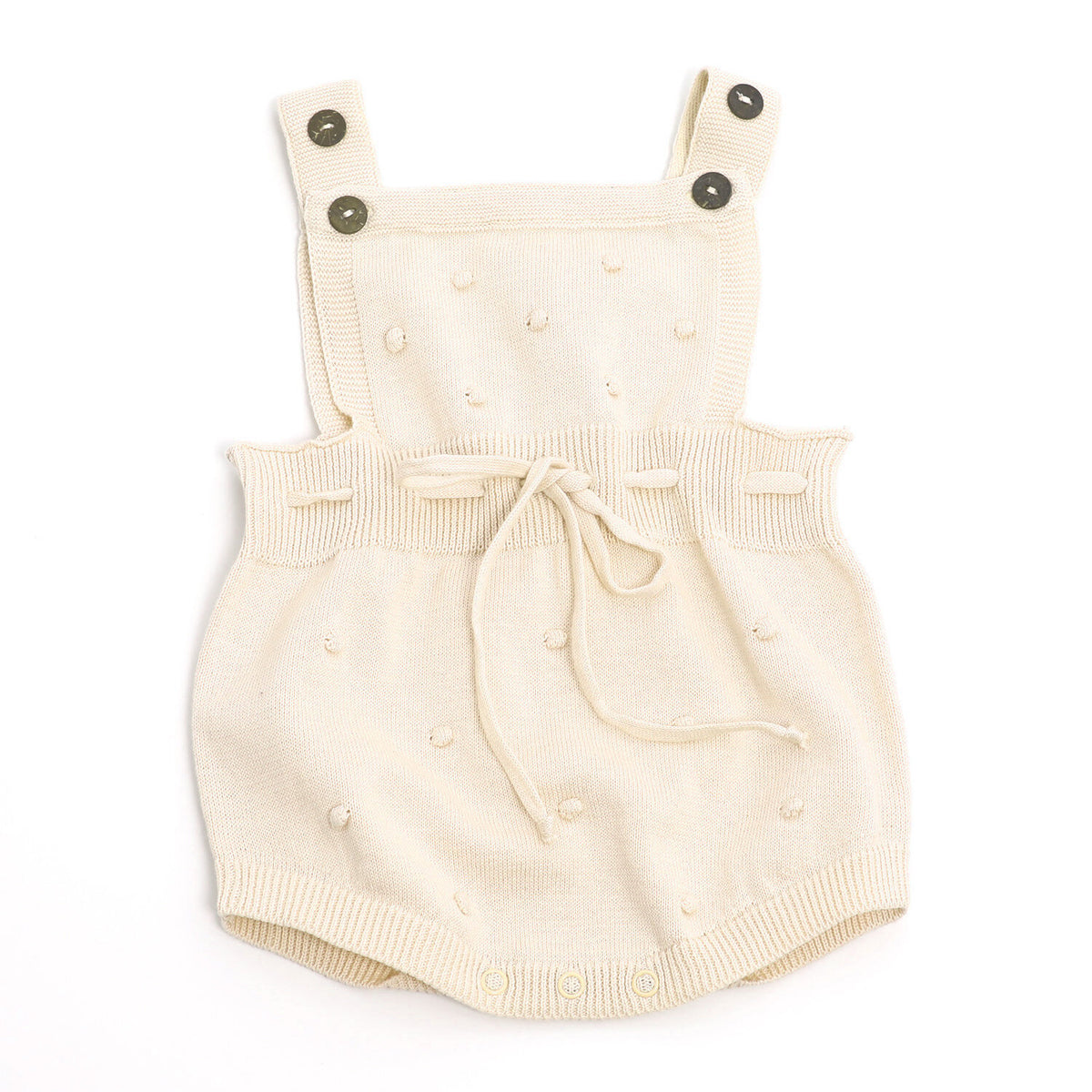 Viverano Milan Knit Bobble & Tie Short Romper (Organic Cotton)