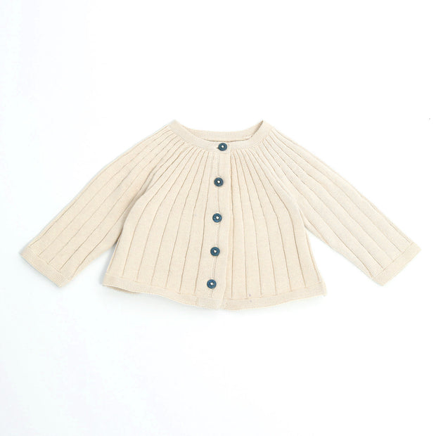 Viverano Milan Ribbed Girl Baby Cardigan - Organic Cotton