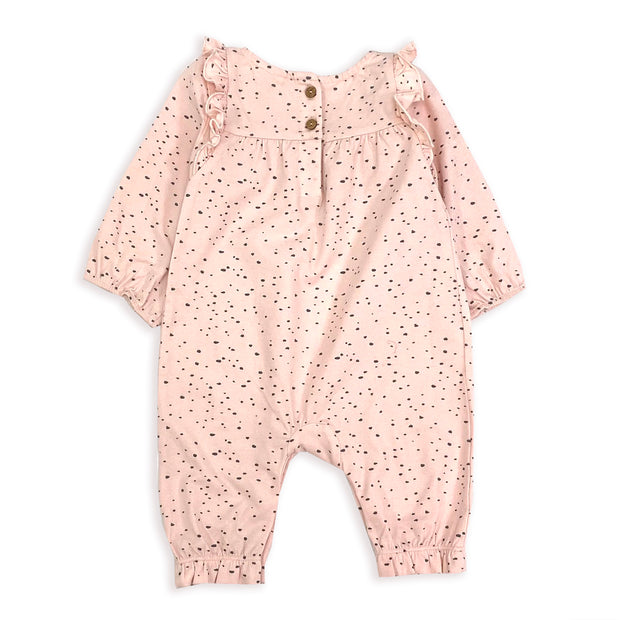 Florence Pebble Organic Ruffle Coverall Romper for Babies - Viverano