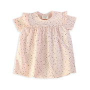 Organic Cotton Pebble Short Sleeve Ruffle Dress for Baby Girls - Viverano