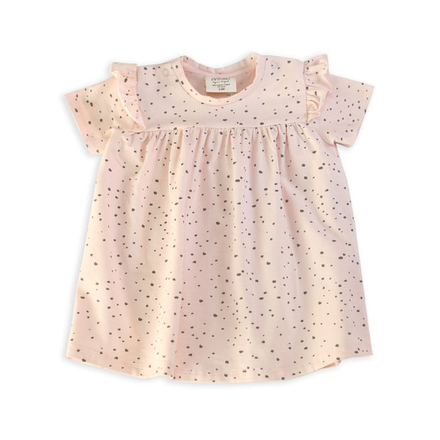 Organic Cotton Pebble Short Sleeve Ruffle Dress for Baby Girls - Viverano