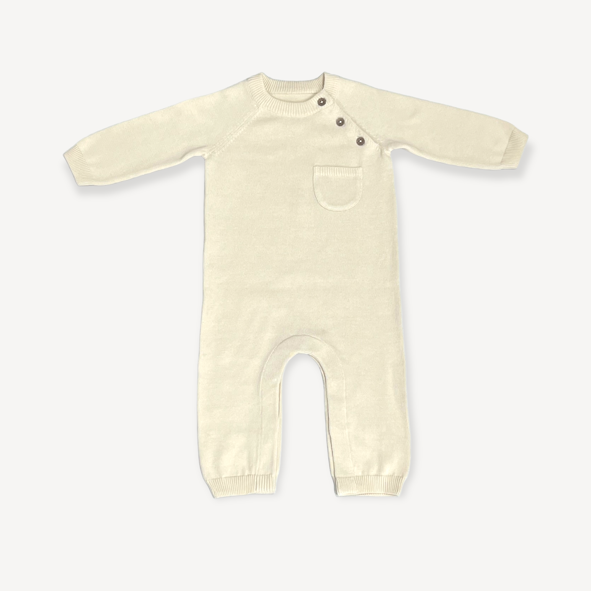 Milan Side Button & Pocket Knit Baby Jumpsuit (Organic Cotton) 
