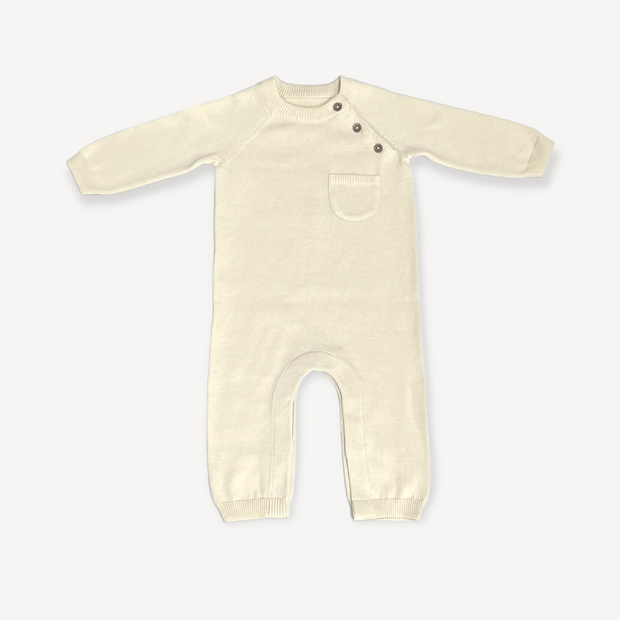 Milan Side Button & Pocket Knit Baby Jumpsuit (Organic Cotton) 