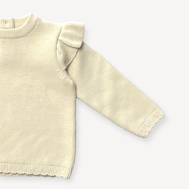 Milan Classic Knit Ruffle Baby Girl Pullover  (Organic)