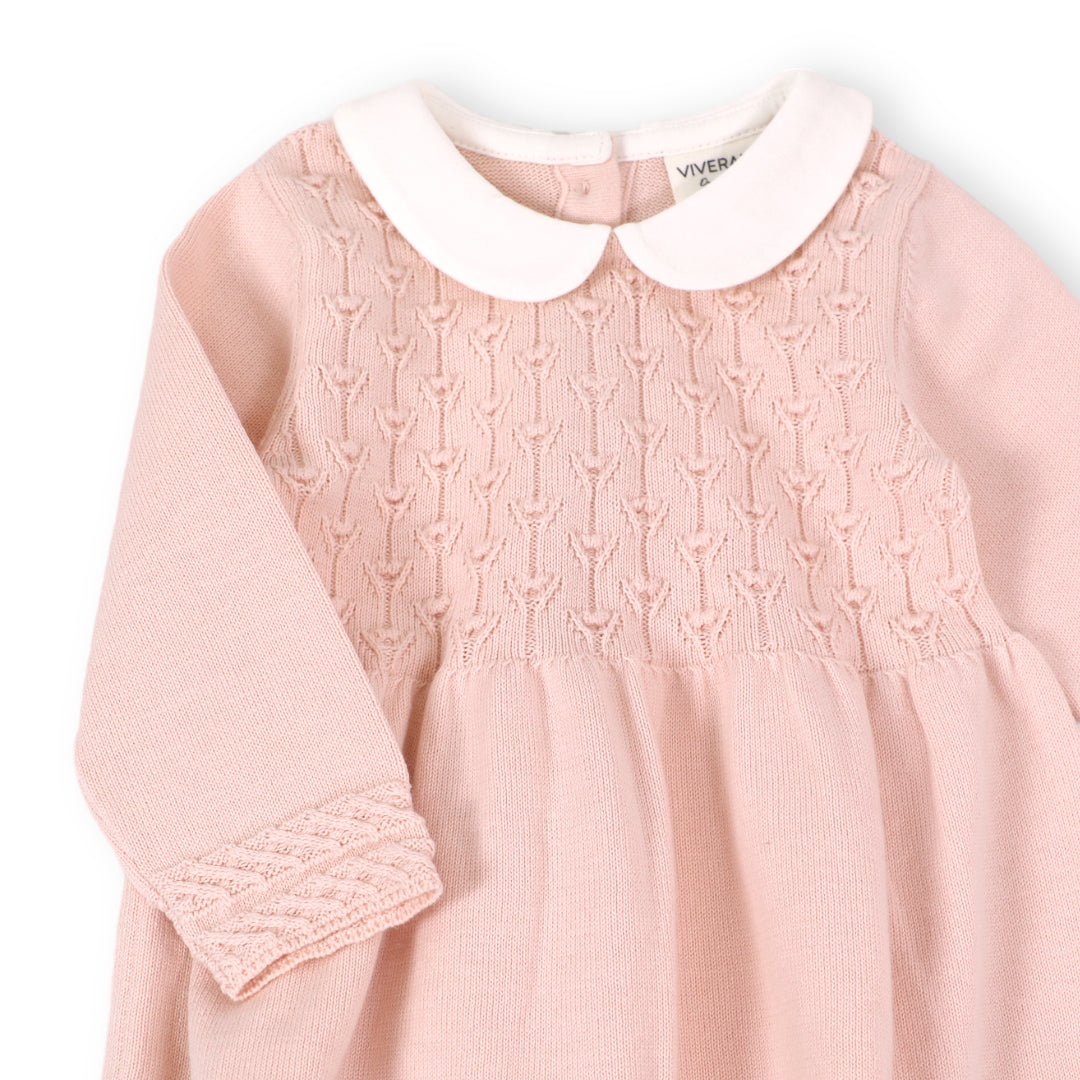 Milan Knit Baby Peter Pan Tulip Sweater Dress (Organic Cotton), Blush / 6-12M Milan Knit Baby Peter Pan Tulip Sweater Dress (Organic Cotton), Blush / 6-12M