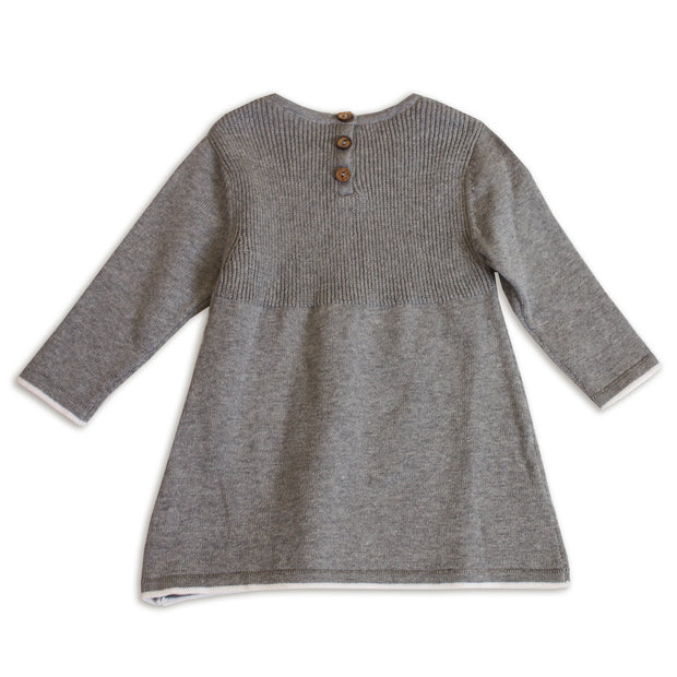 Marseille Organic Cotton Knit A-Line Long Sleeve Dress for Baby Girl by Viverano